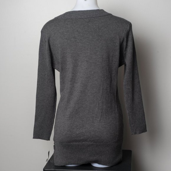NWT Style & Co grey sweater with buckles - large - Picture 2 of 4